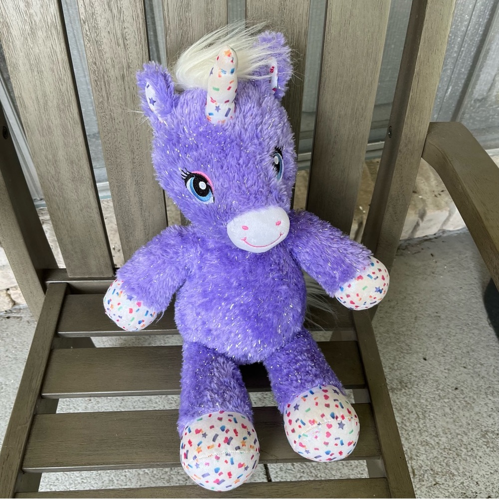 Build a bear unicorn purple plush stardust with added shirt